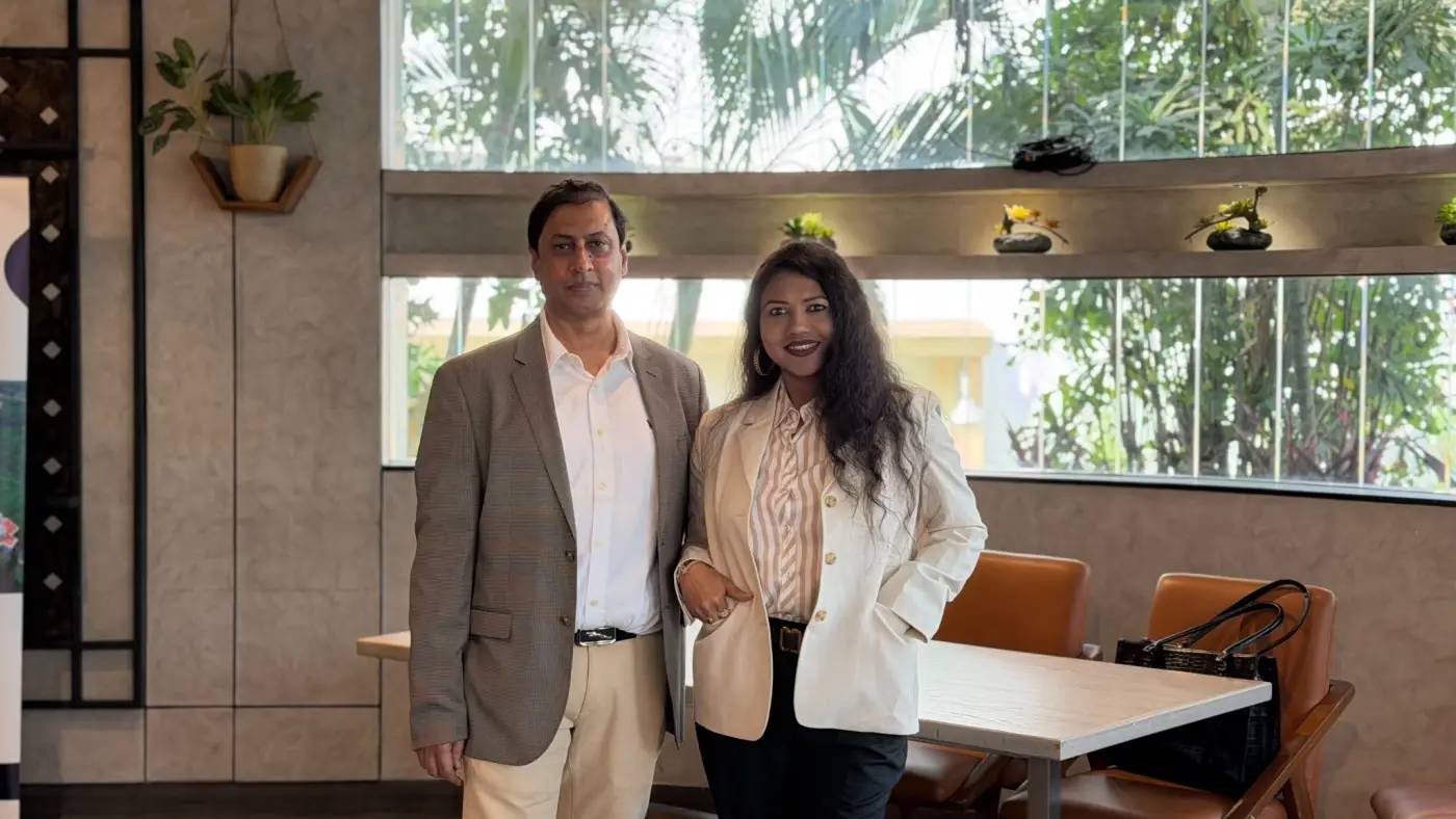 Kishan and Meeta Patel at a career counselling event