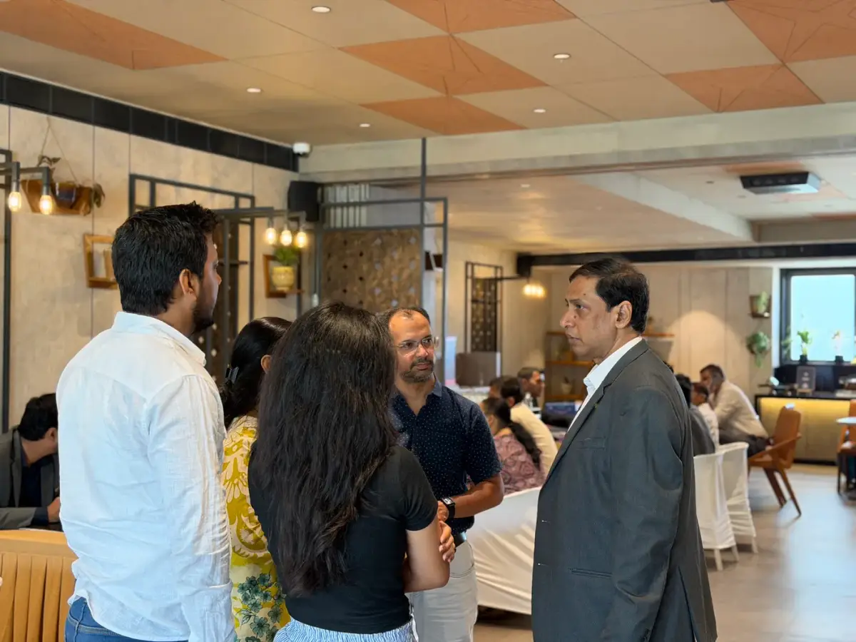 Participants talking at a career guidance event
